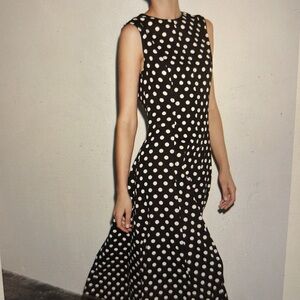Zara Elegant Black and White Polka Dot Dress NWT